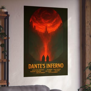 Dante's Inferno Fine Art Poster | Gothic Wall Decor, Fantasy Art Print, Literature Gifts, Home Office Wall Art, Movie Poster, satire