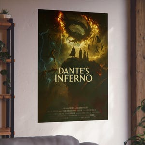 Dante's Inferno Fine Art Poster | Gothic Wall Decor, Fantasy Art Print, Literature Gifts, Home Office Wall Art, Movie Poster, satire