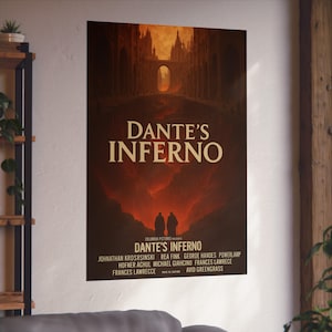Dante's Inferno Fine Art Poster | Gothic Wall Decor, Fantasy Art Print, Literature Gifts, Home Office Wall Art, Movie Poster, satire