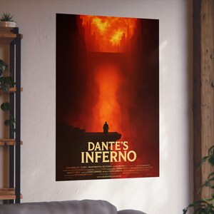 Dante's Inferno Fine Art Poster | Gothic Wall Decor, Fantasy Art Print, Literature Gifts, Home Office Wall Art, Movie Poster, satire