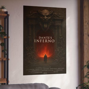 Dante's Inferno Fine Art Poster | Gothic Wall Decor, Fantasy Art Print, Literature Gifts, Home Office Wall Art, Movie Poster, satire