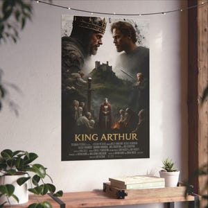 King Arthur Movie Poster | Arthurian Legend Wall Art | Excalibur & Camelot Fantasy Print | Knights of the Round Table | History | Satire