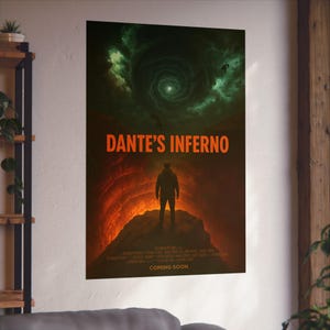 Dante's Inferno Fine Art Poster | Gothic Wall Decor, Fantasy Art Print, Literature Gifts, Home Office Wall Art, Movie Poster, satire