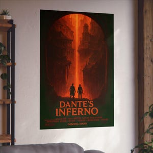 Dante's Inferno Fine Art Poster | Gothic Wall Decor, Fantasy Art Print, Literature Gifts, Home Office Wall Art, Movie Poster, satire