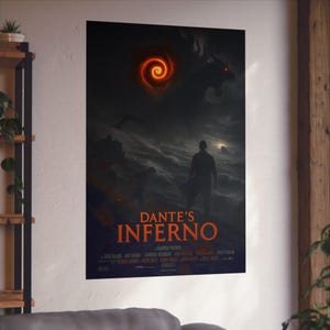 Dante's Inferno Fine Art Poster | Gothic Wall Decor, Fantasy Art Print, Literature Gifts, Home Office Wall Art, Movie Poster, satire