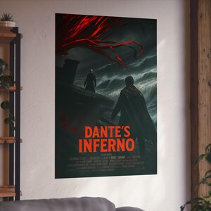 Dante's Inferno Fine Art Poster | Gothic Wall Decor, Fantasy Art Print, Literature Gifts, Home Office Wall Art, Movie Poster, satire