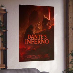 Dante's Inferno Fine Art Poster | Gothic Wall Decor, Fantasy Art Print, Literature Gifts, Home Office Wall Art, Movie Poster, satire