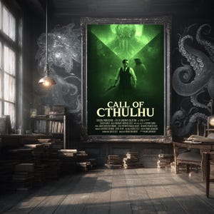 The Call of Cthulhu Movie Poster | H.P. Lovecraft Cosmic Horror Print | Eldritch Monster Art | Mythos Wall Decor | Satire | Gift for Dad