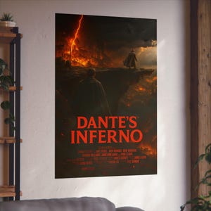 Dante's Inferno Fine Art Poster | Gothic Wall Decor, Fantasy Art Print, Literature Gifts, Home Office Wall Art, Movie Poster, satire