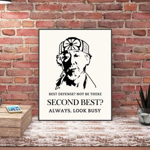Lustiges Mr. Miyagi Zitat Wandkunst – Karate Kid Poster – Geschenk zum Vatertag – Kampfkunst Dekor – Look Busy Schild für Papas Büro oder Man Höhle