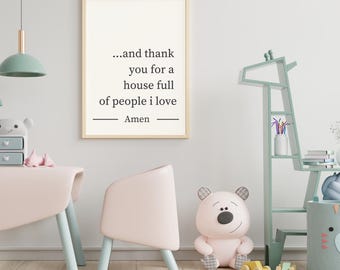 Afdrukbaar Amen House Blessing: minimalistisch familiecitaat (digitale download)