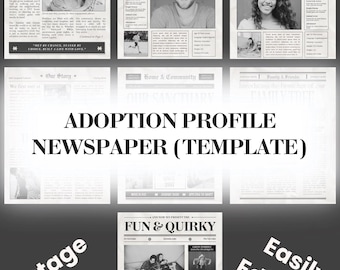 Vintage adoptieprofiel krant sjabloon | Bewerkbare aandenken (canva)
