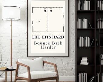 Harder stuiteren – retro, op pong geïnspireerde, motiverende muurkunst (digitale download)