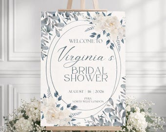 Eucalyptus Bridal Shower Welcome Sign Template Editable Canva | Greenery Wedding Welcome Poster Printable Bridal Sign