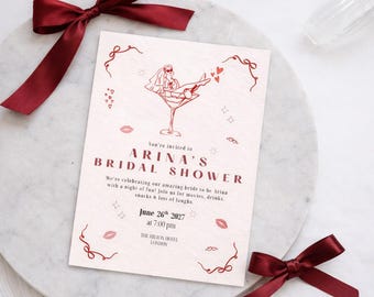 Modèle d'invitation de douche nuptiale amusant modifiable sur toile Cocktail invitation nuptiale Invitation de mariage de nuit de filles imprimable
