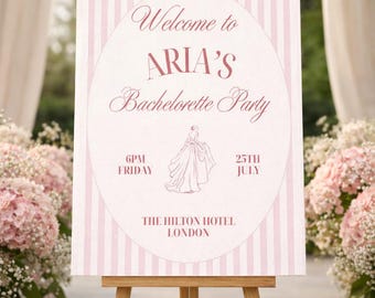 Editable Bachelorette Party Welcome Sign Template | Pink Bridal Shower Decor (Digital Download)