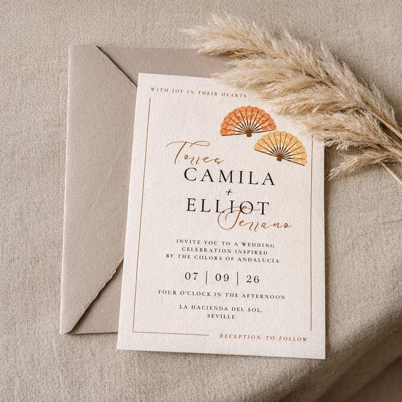 Spanish Wedding Invitation Template Canva | Andalusian Hacienda Invite ...