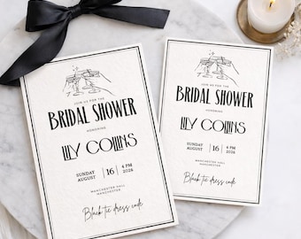 Black Tie Bridal Shower Invitation Template | Elegant Minimal Wedding Shower Invite (Digital Download)