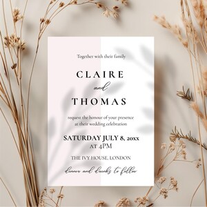 Minimalist Wedding Invitation | Editable Canva Template | Modern Digital Download