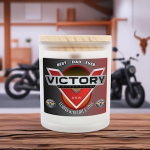 Victory Motorcycle Father&#39;s Day Candle - Best Dad Ever, Gift for Him, Motorcycle Lover, Man Cave Decor, Biker Candle, Birthday Gift