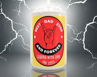 Rock and Roll-Metalhead, Best Dad Ever Scented Candle – Unique Gift for Father’s Day, Birthday, Home Decor