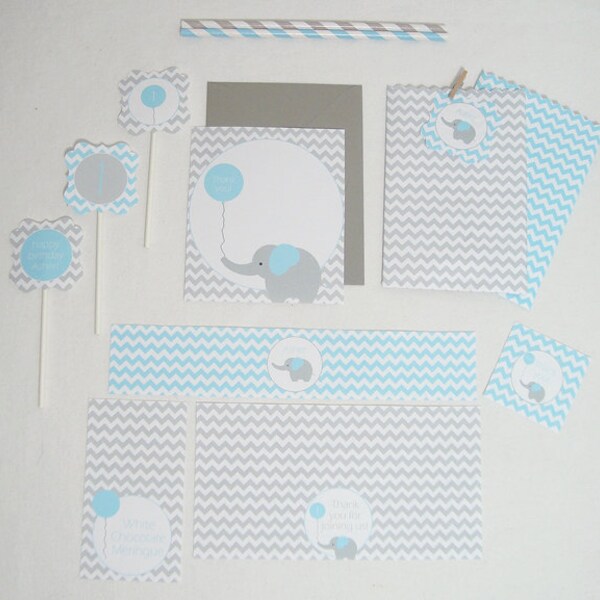 Baby Elephant Collection BLUE - DIY Printable Parties