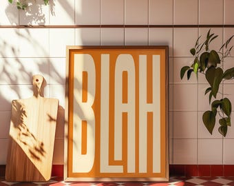 Blah Blah Blah Print Blah Typography Print Red Wall Art Typography Poster Preppy Wall Decor Retro Bar Cart Art