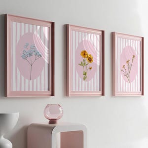Botanical Wall Art Set: Minimalist Floral Prints, Scandinavian Decor (Digital Download)