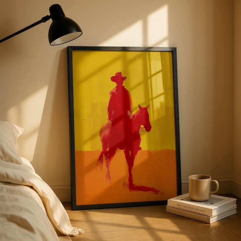 Abstract Cowboy Poster, Western Wall Art, Minimalist Horse Rider Print ...