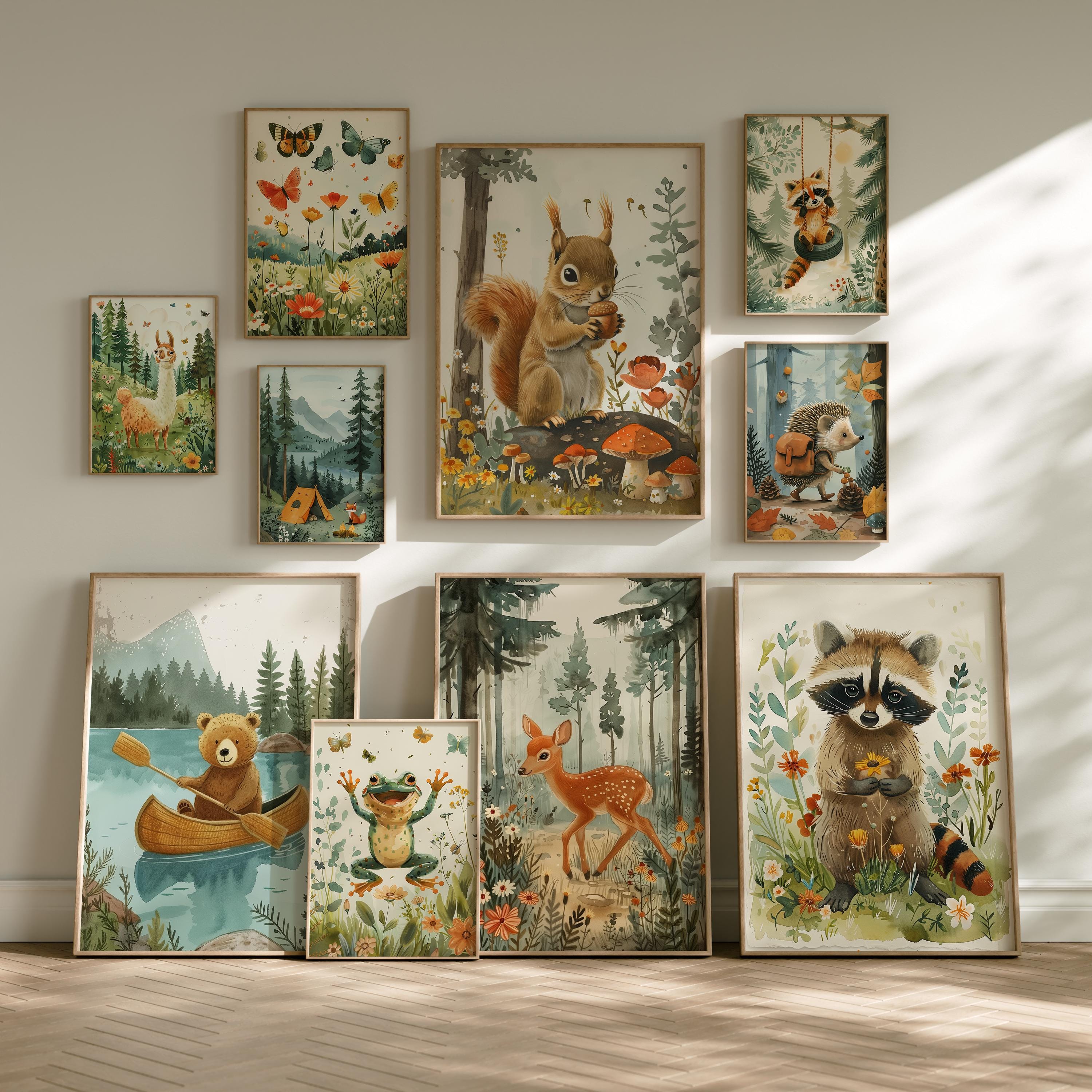 Woodland Animals Nursery Wall Art Bundle - Jungle Storybook Animal ...