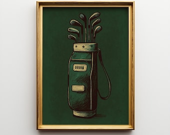 Vintage Golf Club Print: Retro Sports Decor for Man Cave