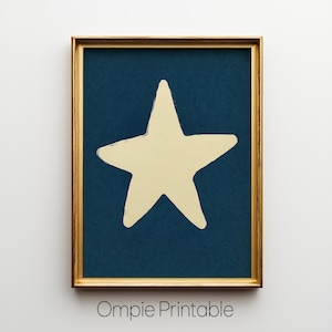 Retro Hand Drawn Star Wall Art,  Trendy Printable Wall Art, Large Printable Art, Trendy Room Decor,Digital Download