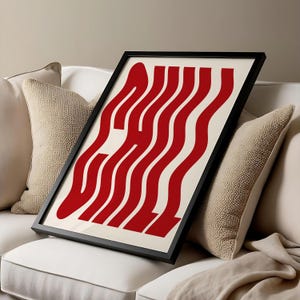 Chill Red Poster, Modernist Wall Art, Chill Quote Poster, Trendy Wellness Art Print, Digital Download Wall Art,
