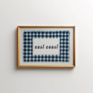 East Coast Wall Art Printable, Coastal Granddaughter Gingham Decor, Cottagecore Typography Print, Digital Above Bed Poster