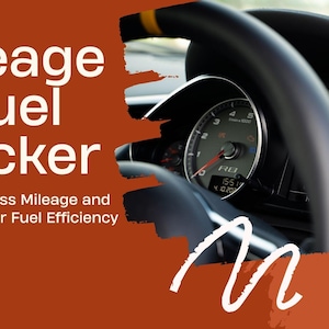 May include: Image with text "Mileage & Fuel Tracker" and "Track Business Mileage and Optimize Your Fuel Efficiency". The image shows a car's dashboard with speedometer and tachometer gauges.