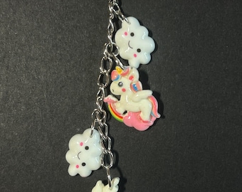 Handmade Unicorn and Cloud Keychain