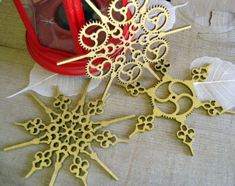 Steampunk Ornaments Snowflakes Brass Finish Steampunk Snowflake