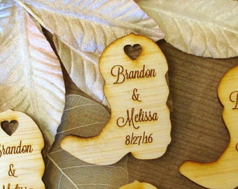 50 Wood Cowboy Boots Wedding Favors Personalized