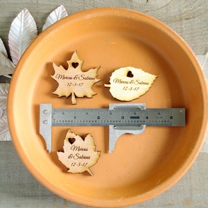 Wood Leaf Wedding Favors Personalized Set of 30 image 2