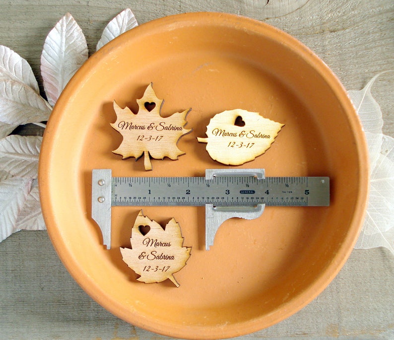 Wood Leaf Wedding Favors Personalized Set of 30 image 2