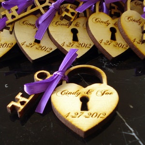 125 Heart and Key Wedding Favors Skeleton Key image 2