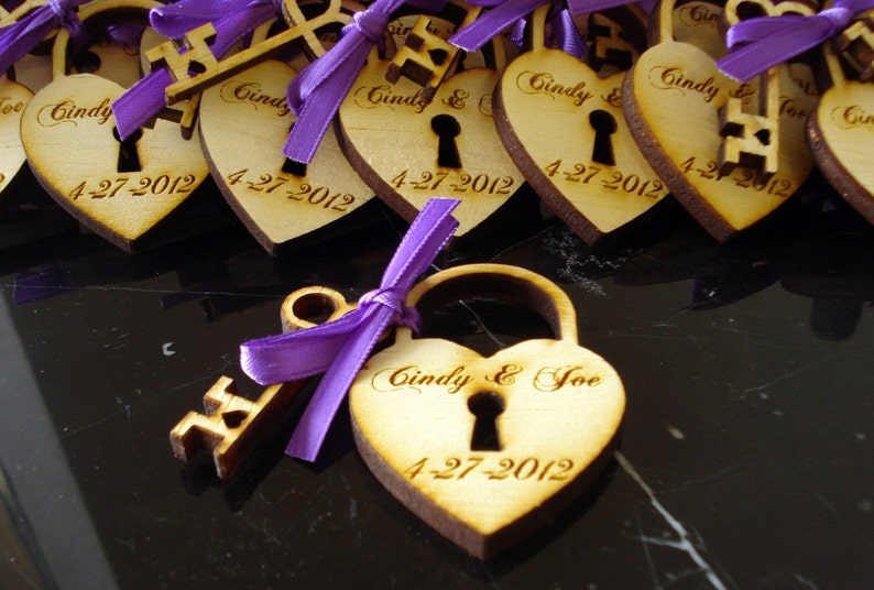 125 Heart and Key Wedding Favors Skeleton Key image 2