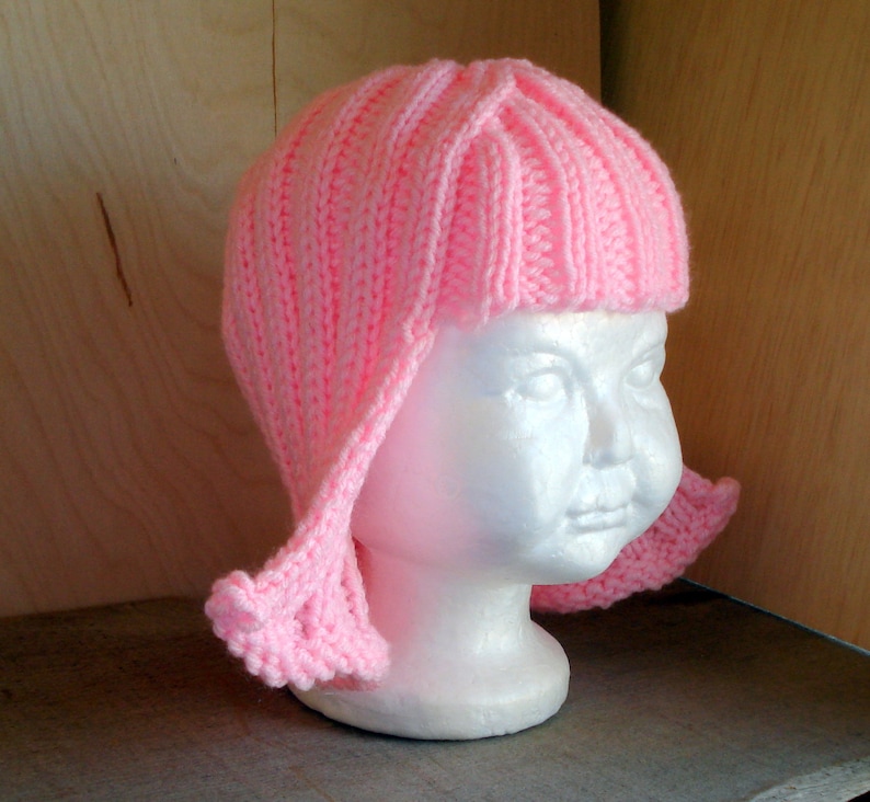 Baby Size Light Pink Hat Hair Knit Wig Baby Wig image 4