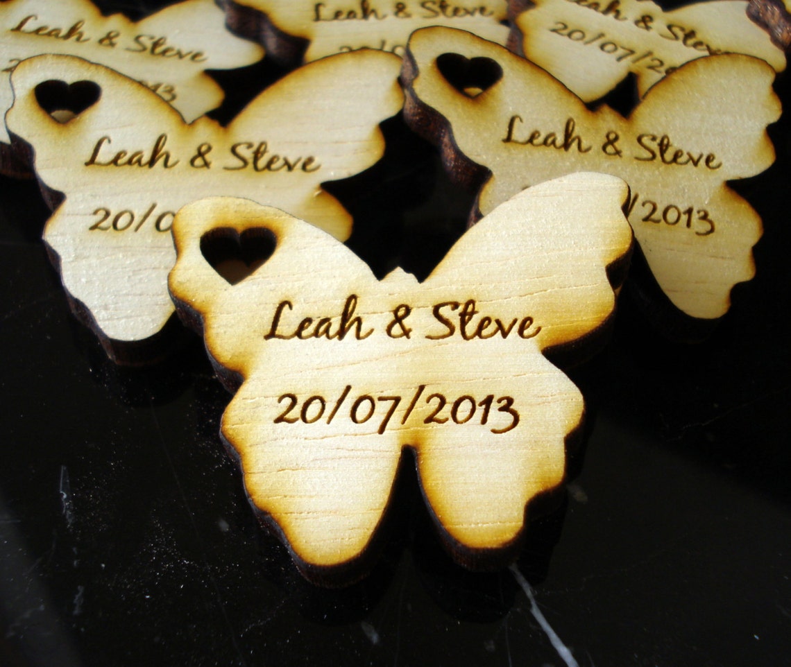 Wood Butterfly Wedding Favors 110 Pieces Personalized Etsy