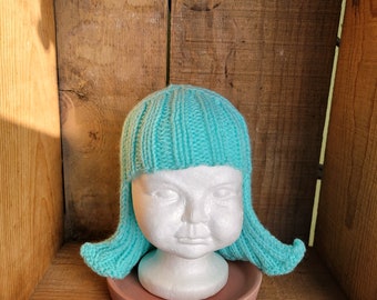 Baby Size Mint Green Hat Hair Knit Wig Baby Wig