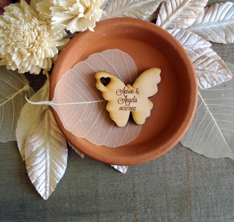 Wood Butterfly Wedding Favors 100 pieces Butterflies table decoration custom wedding favors image 1
