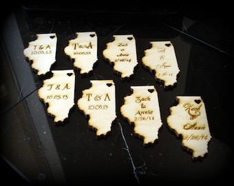 100 Illinois State Wedding Favors Custom Engraved