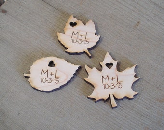 Wood Leaf Wedding Favors Personalized Set of 100  Fall Wedding Spring Leaves