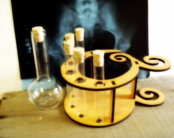 Spiral Test Tube Holder with Hand Blown Decanter Science Gift