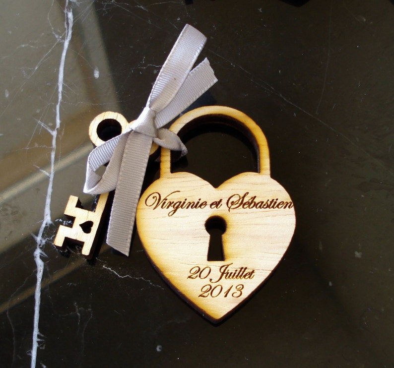 Sample Heart and Key Custom Engraved wedding favor image 4